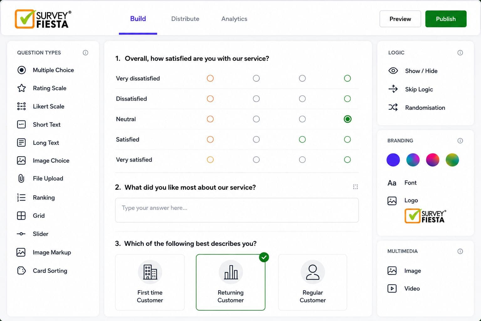 SurveyFiesta dashboard preview